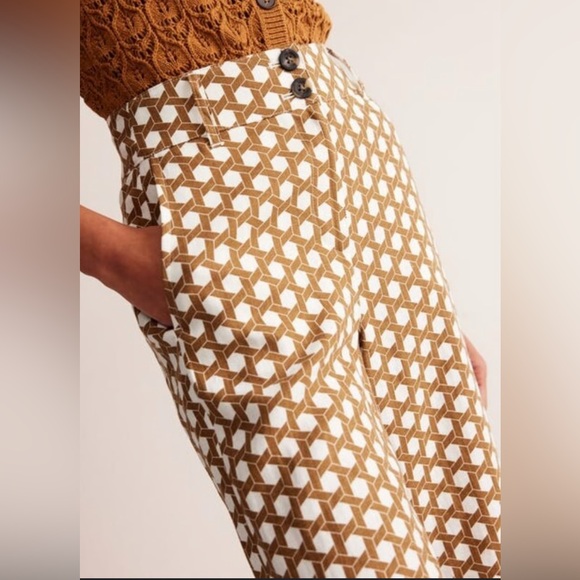 Boden Westbourne Linen Wide Leg Pant | Honeycomb Pattern | 2P - Picture 3 of 13